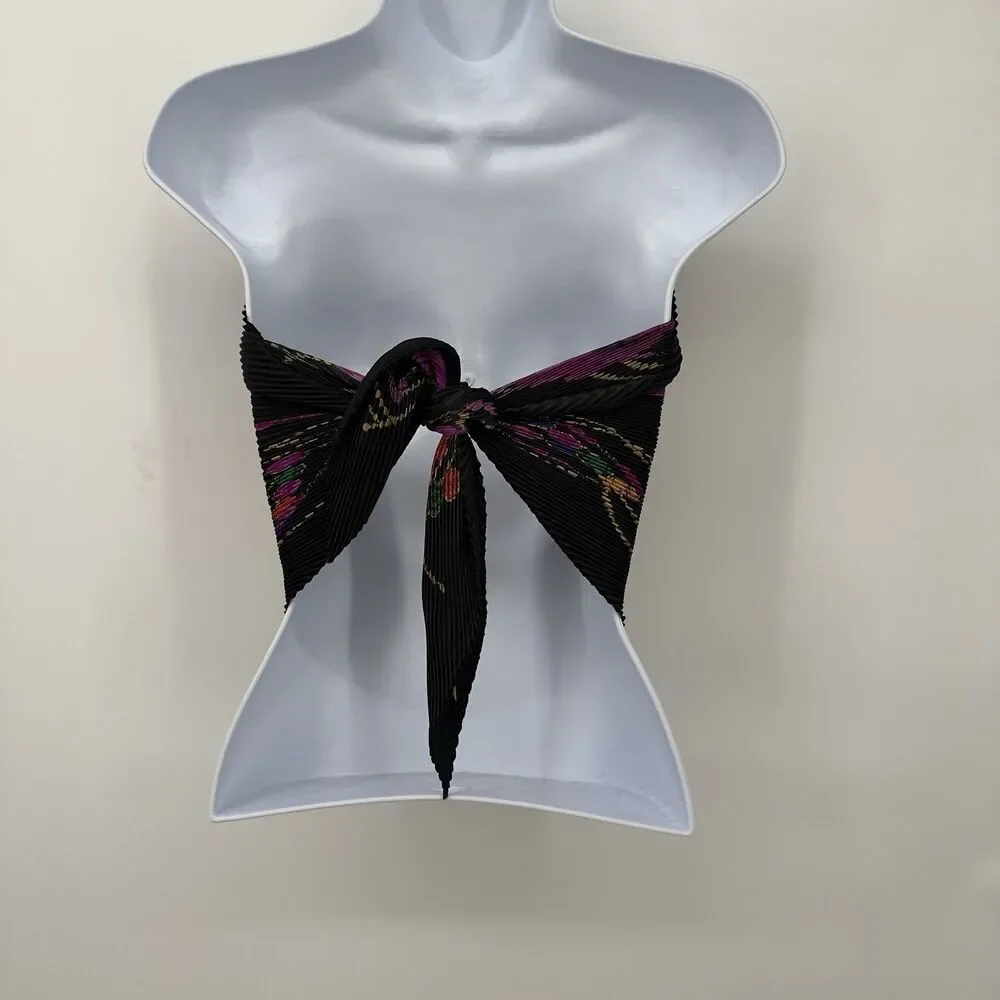 Rectangle‎ Scarf Multi Color Floral Wrinkled  Bright Ribbon Hair Neck Kerchief